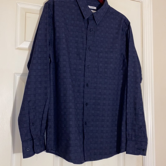 Vintage Haggar Men’s Blue Fitted Button down Long Sleeve Shirt Blue White Med - Picture 4 of 7